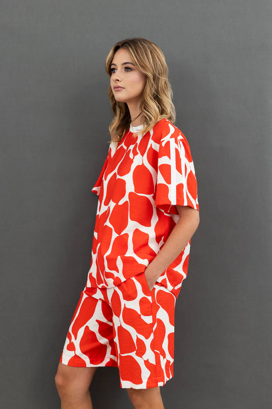 STYLE XLAB STOP MOTION TOP - ORANGE PRINT - THE VOGUE STORE