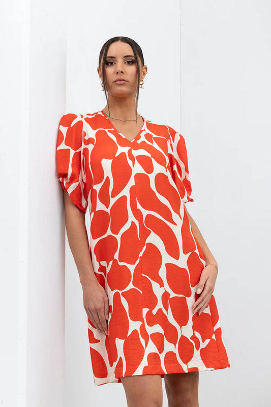 STYLE X LAB STOP MOTION DRESS - ORANGE PRINT - THE VOGUE STORE