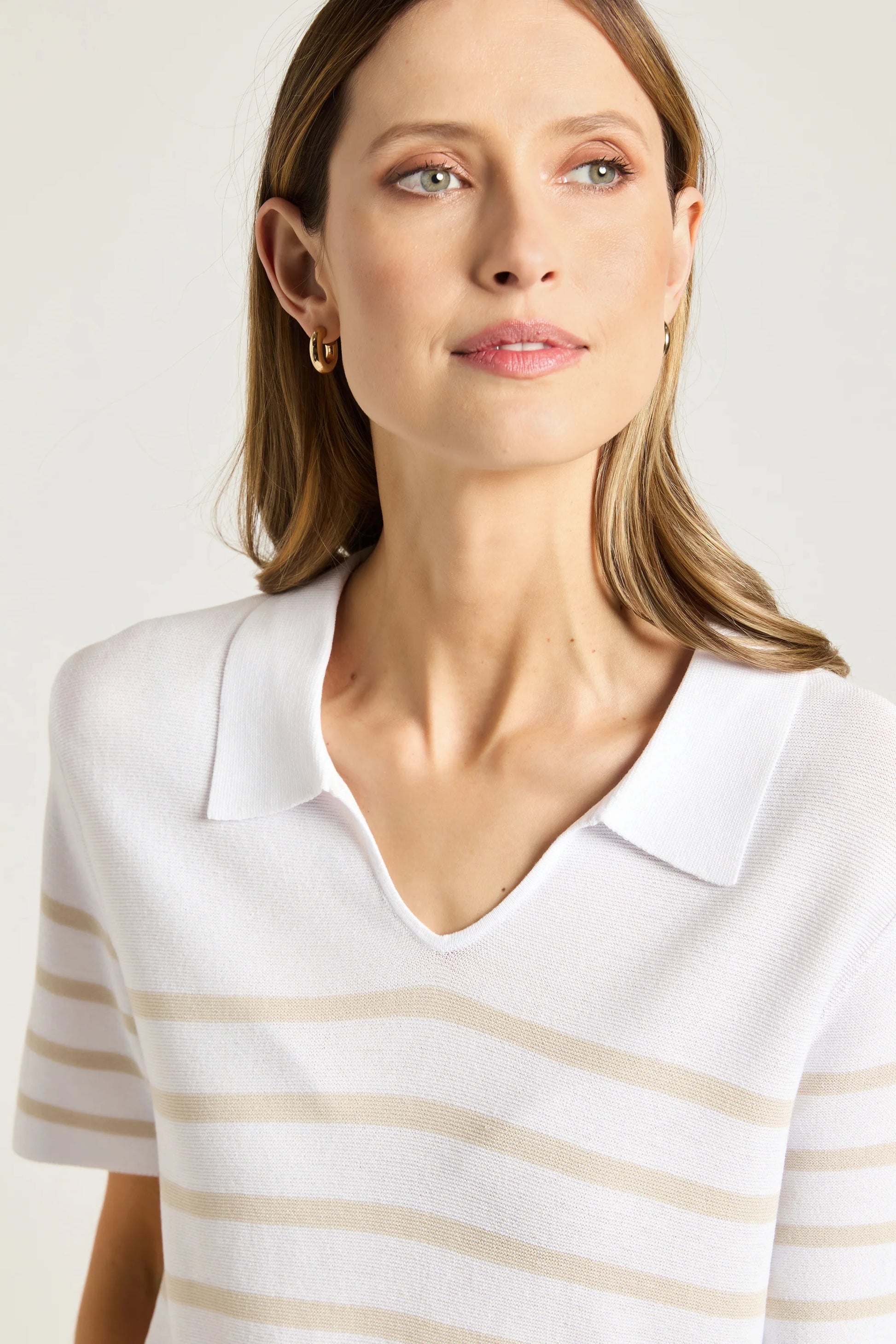 YARRA TRAIL LIBERTY KNIT - STONE/WHITE - THE VOGUE STORE