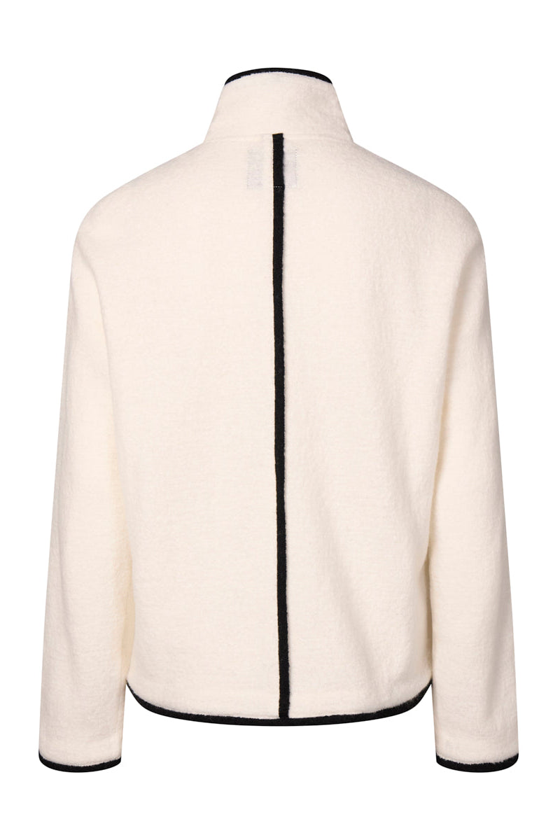 MARCO POLO CONTRAST BOILED WOOL JACKET - IVORY - THE VOGUE STORE