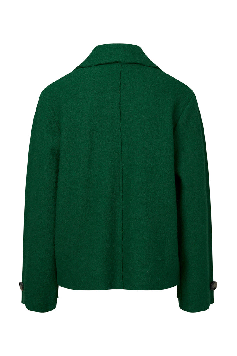 MARCO POLO CROPPED BOILED WOOL JACKET - DEEP PINE - THE VOGUE STORE