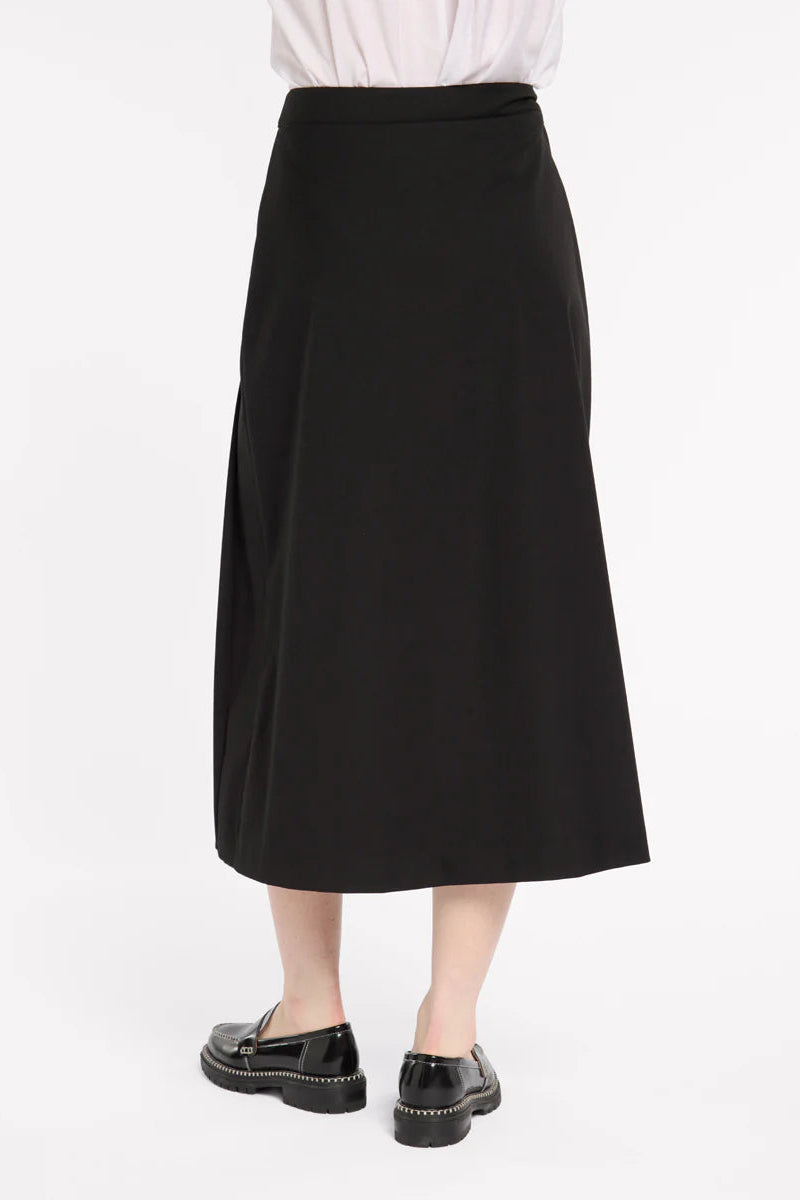 MARCO POLO PLEATED WRAP SKIRT - BLACK - THE VOGUE STORE