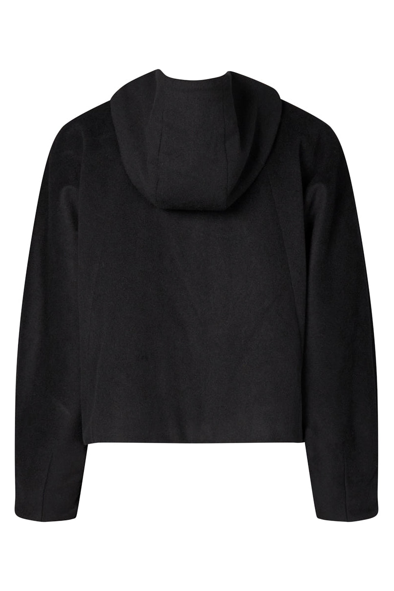 MARCO POLO WOOL BLEND HOODED JACKET - BLACK - THE VOGUE STORE