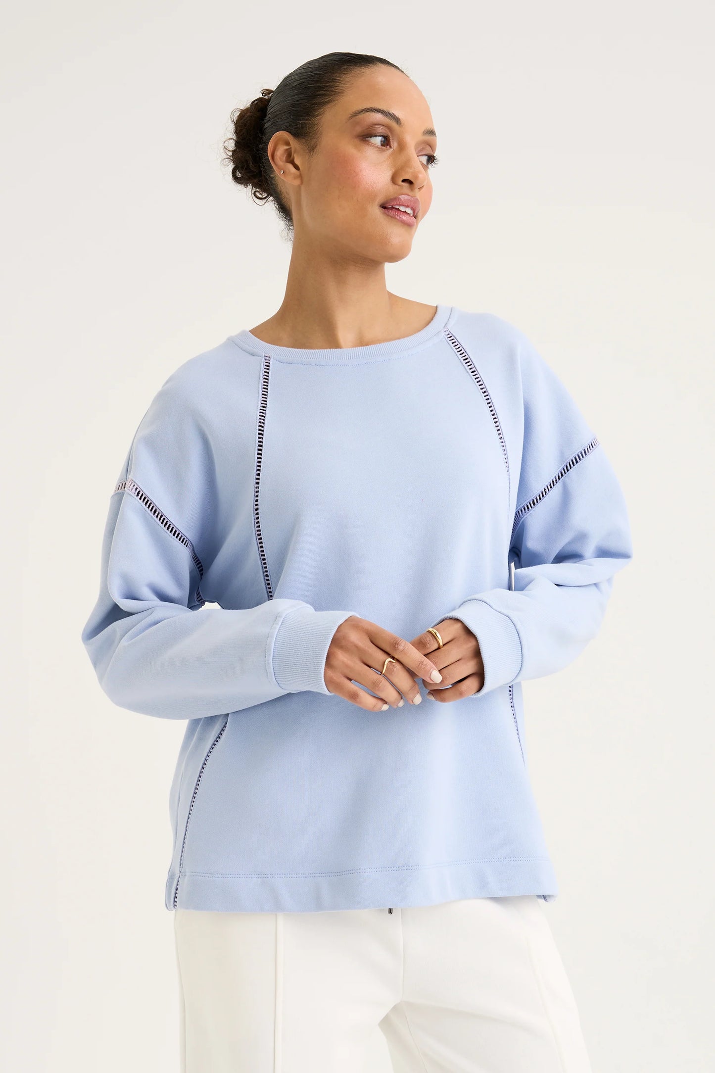 YARRA TRAIL GEM LACE SWEAT - RIVER - THE VOGUE STORE