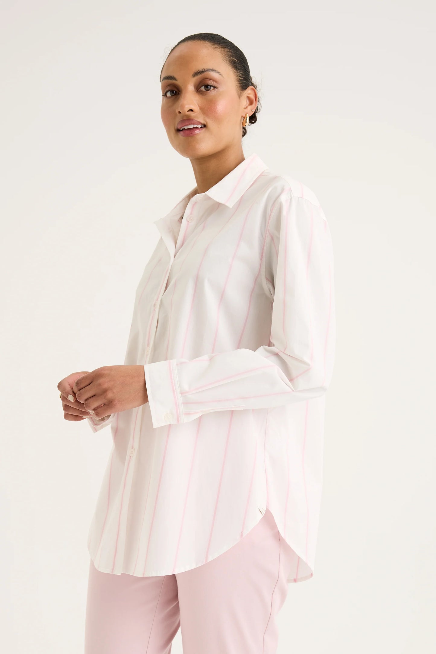 YARRA TRAIL ALLOY SHIRT - WHITE/ICE PINK - THE VOGUE STORE