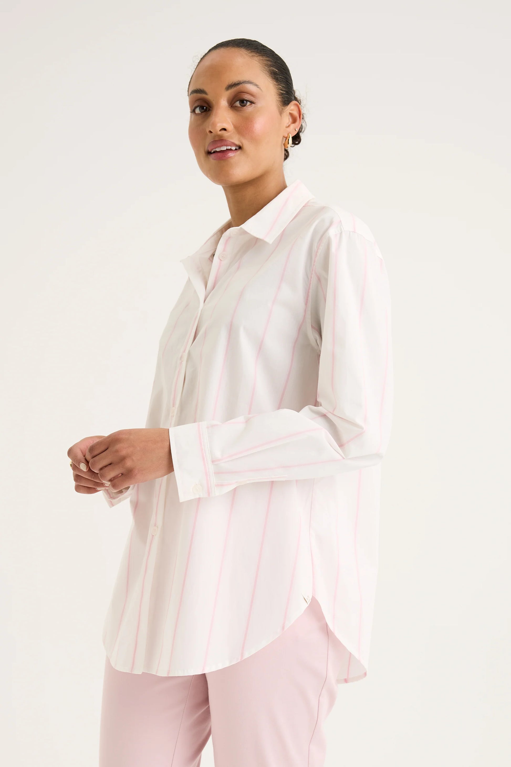 YARRA TRAIL ALLOY SHIRT - WHITE/ICE PINK - THE VOGUE STORE