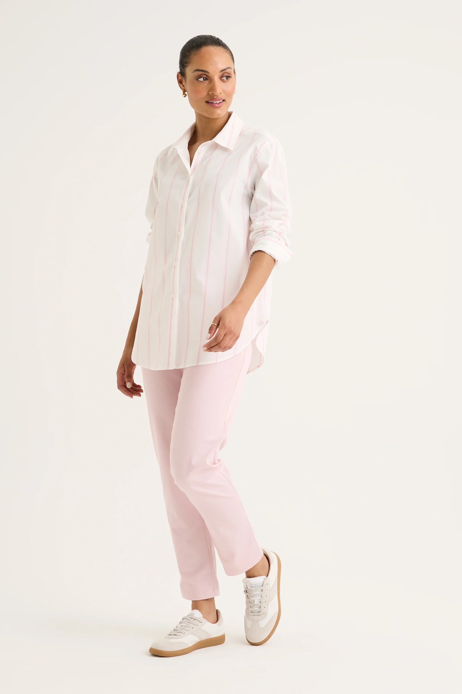 YARRA TRAIL ALLOY SHIRT - WHITE/ICE PINK - THE VOGUE STORE