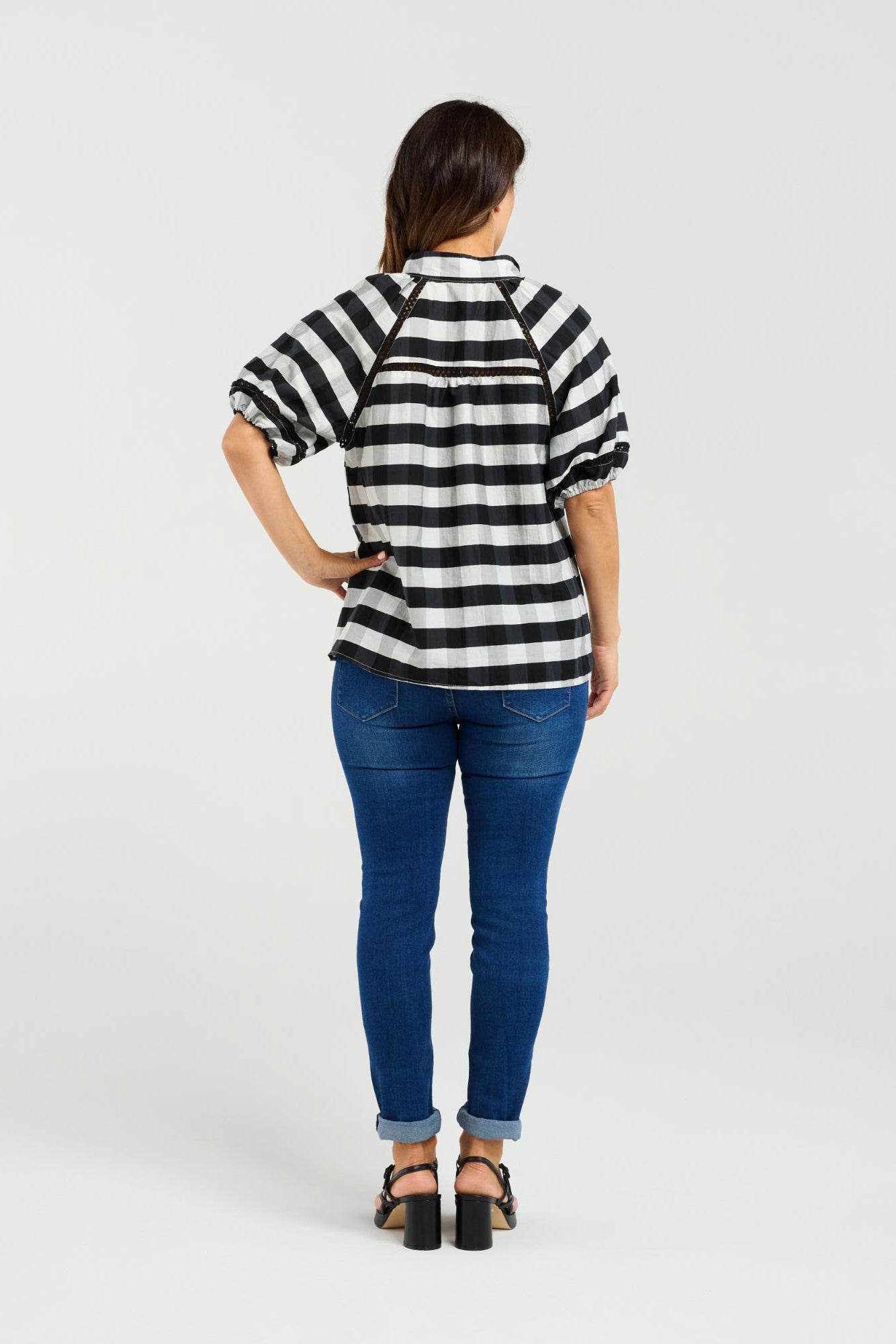 ZAFINA PENELOPE BLOUSE - BLACK CHECK - THE VOGUE STORE