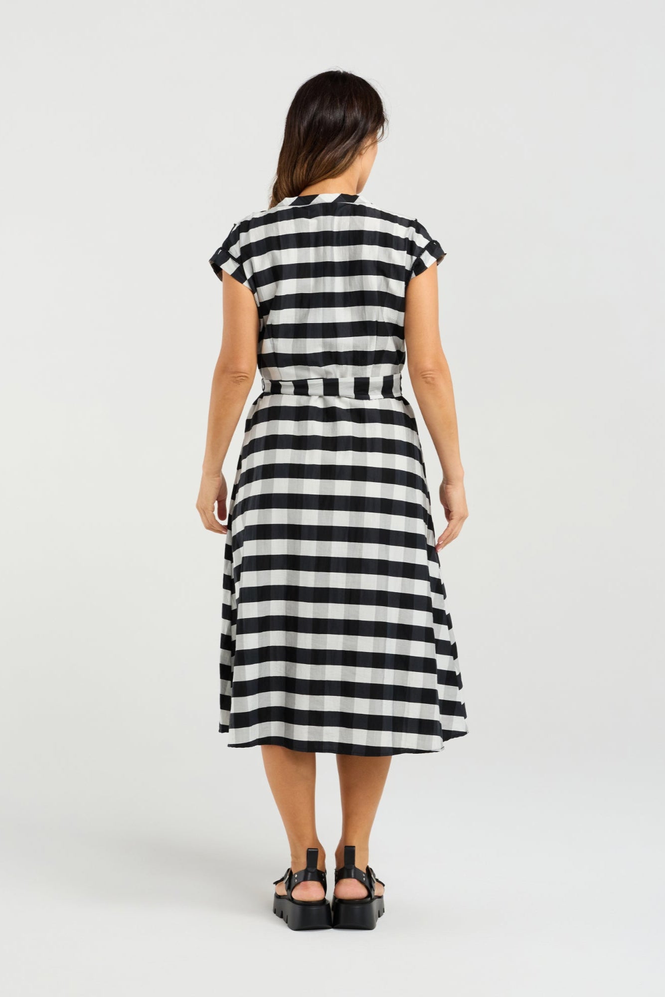 ZAFINA LOLA DRESS - BLACK CHECK - THE VOGUE STORE