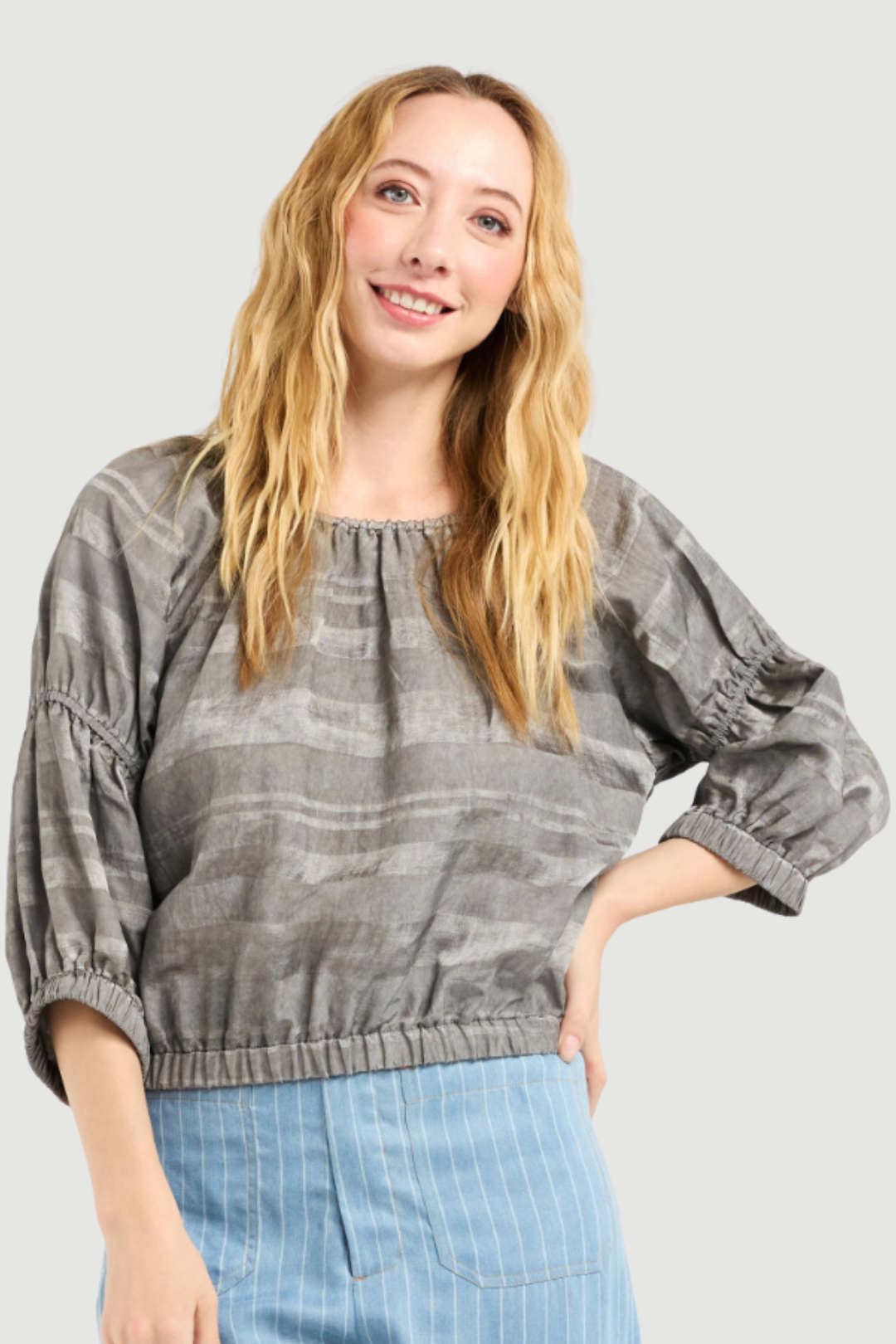 ZAFINA CAITLIN TOP - GREY - THE VOGUE STORE