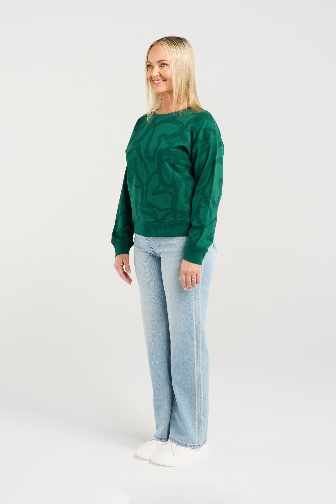 ZAFINA VERONA JUMPER - GREEN HEARTS - THE VOGUE STORE