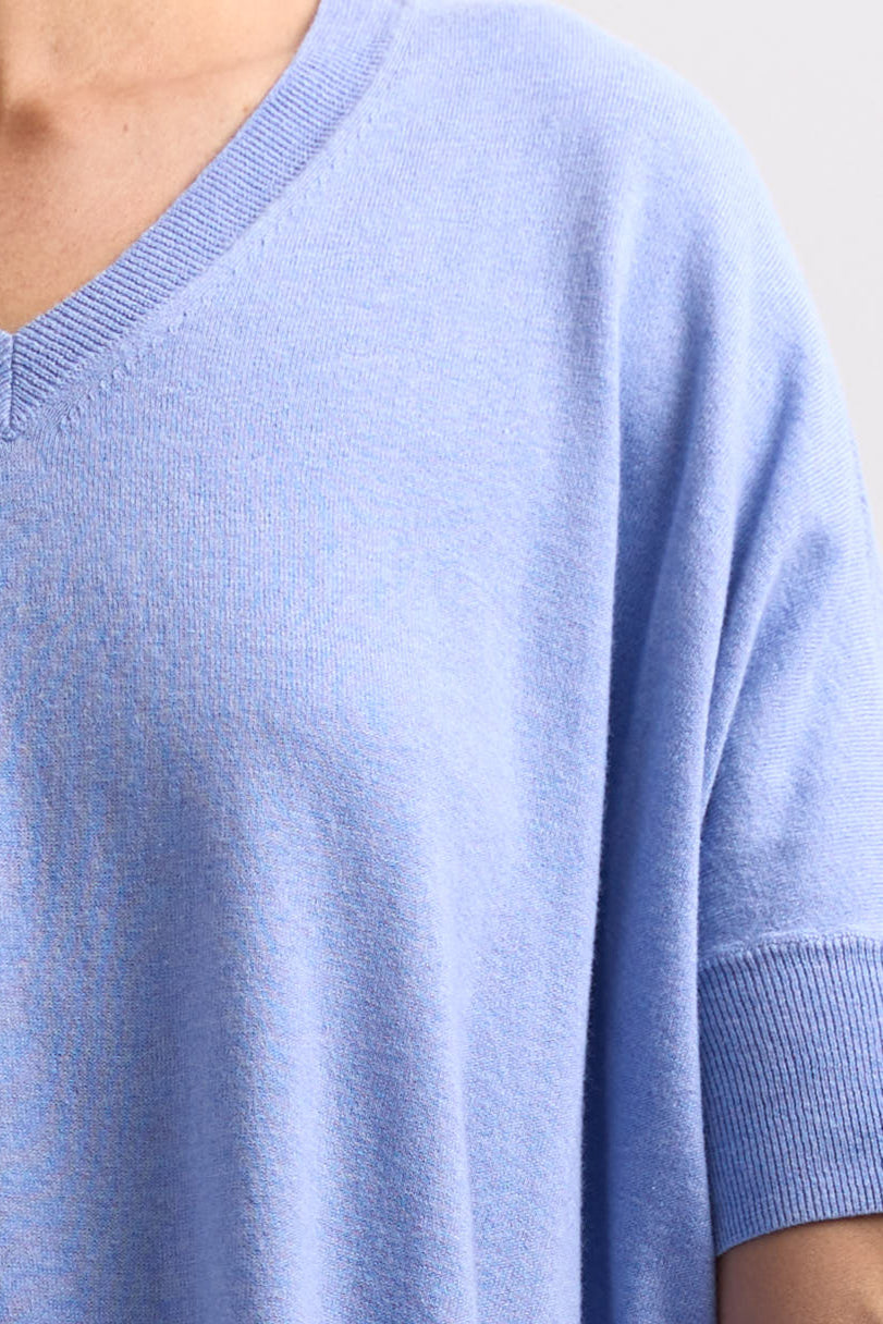 Z&P POINTELLE SHOULDER TOP - BLUEBERRY - THE VOGUE STORE