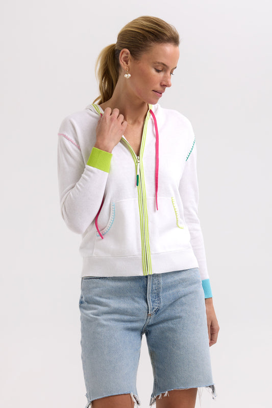 Z&P HEART EMBROIDERY HOODIE - WHITE - THE VOGUE STORE