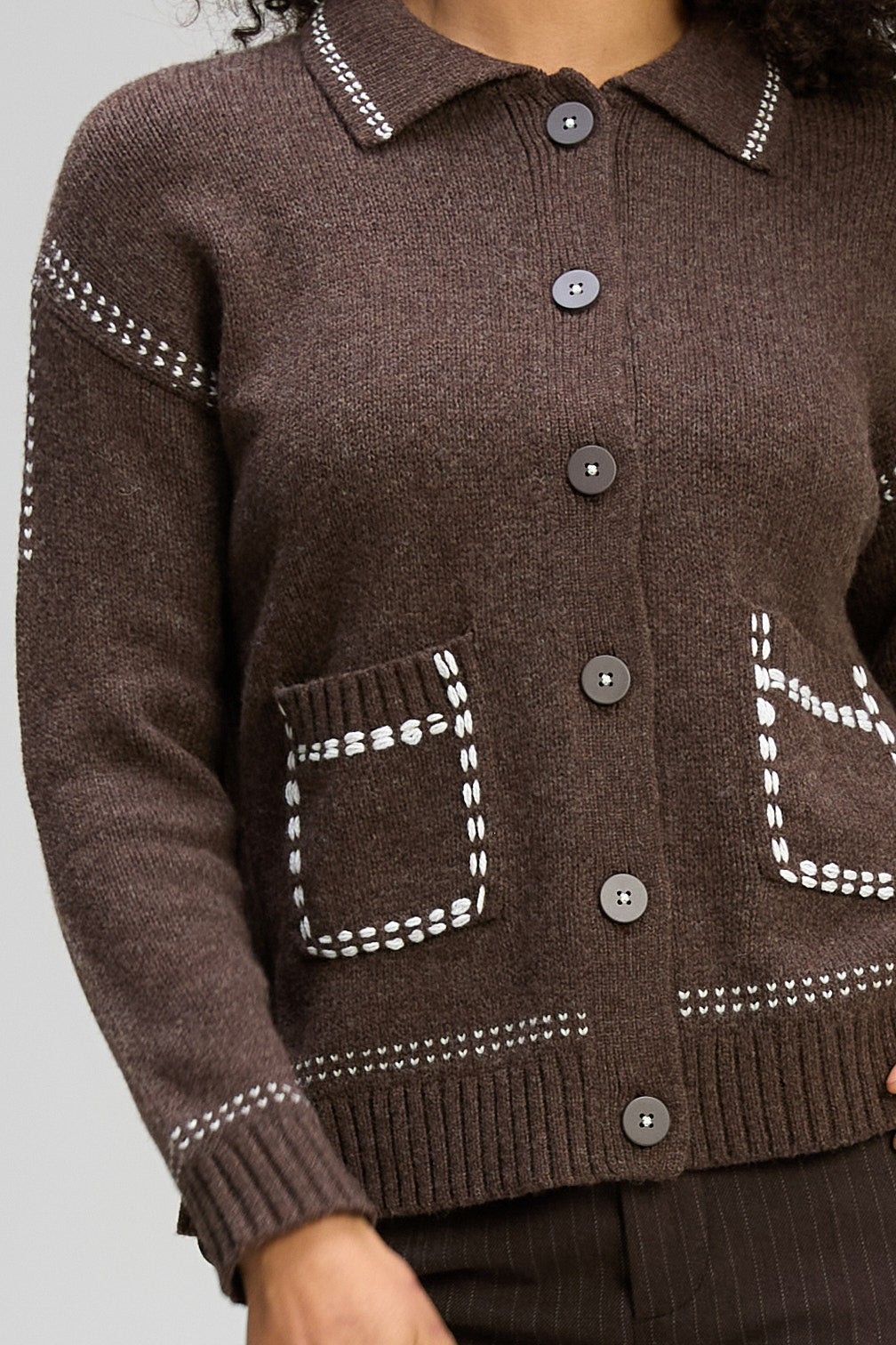 Z&P TAILORED CARDI - COCOA - THE VOGUE STORE