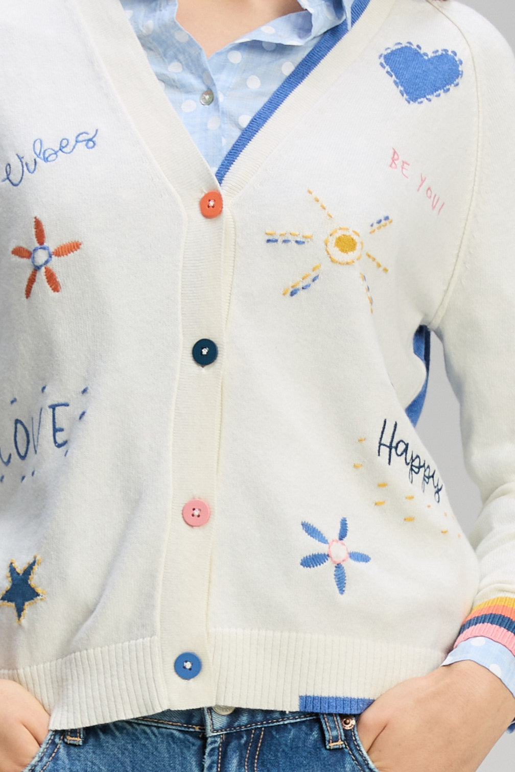 Z&P GOOD ENERGY CARDI - WINTER WHITE - THE VOGUE STORE