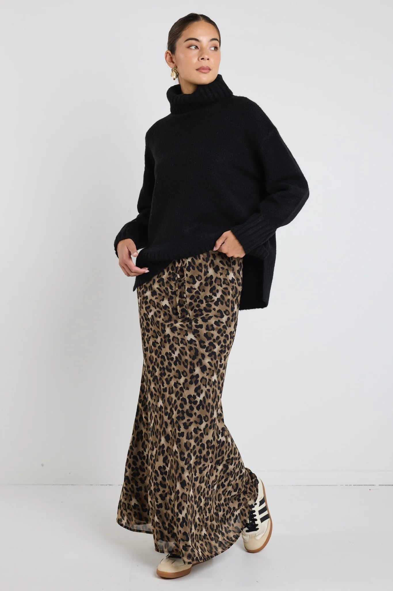 AMONG THE BRAVE RALLY LEOPARD TIE WAIST BIAS MAXI SKIRT - THE VOGUE STORE