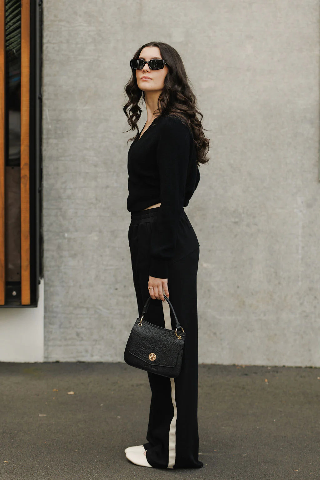 HOMELEE PALAZZO PANTS - BLACK & SAND - THE VOGUE STORE