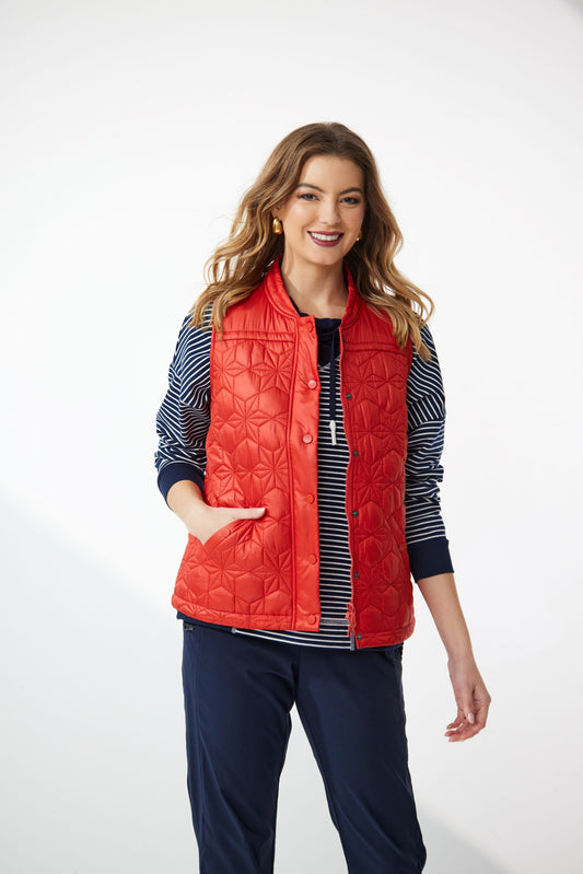 NEWPORT GLACIER QUILTED VEST - RUST - THE VOGUE STORE