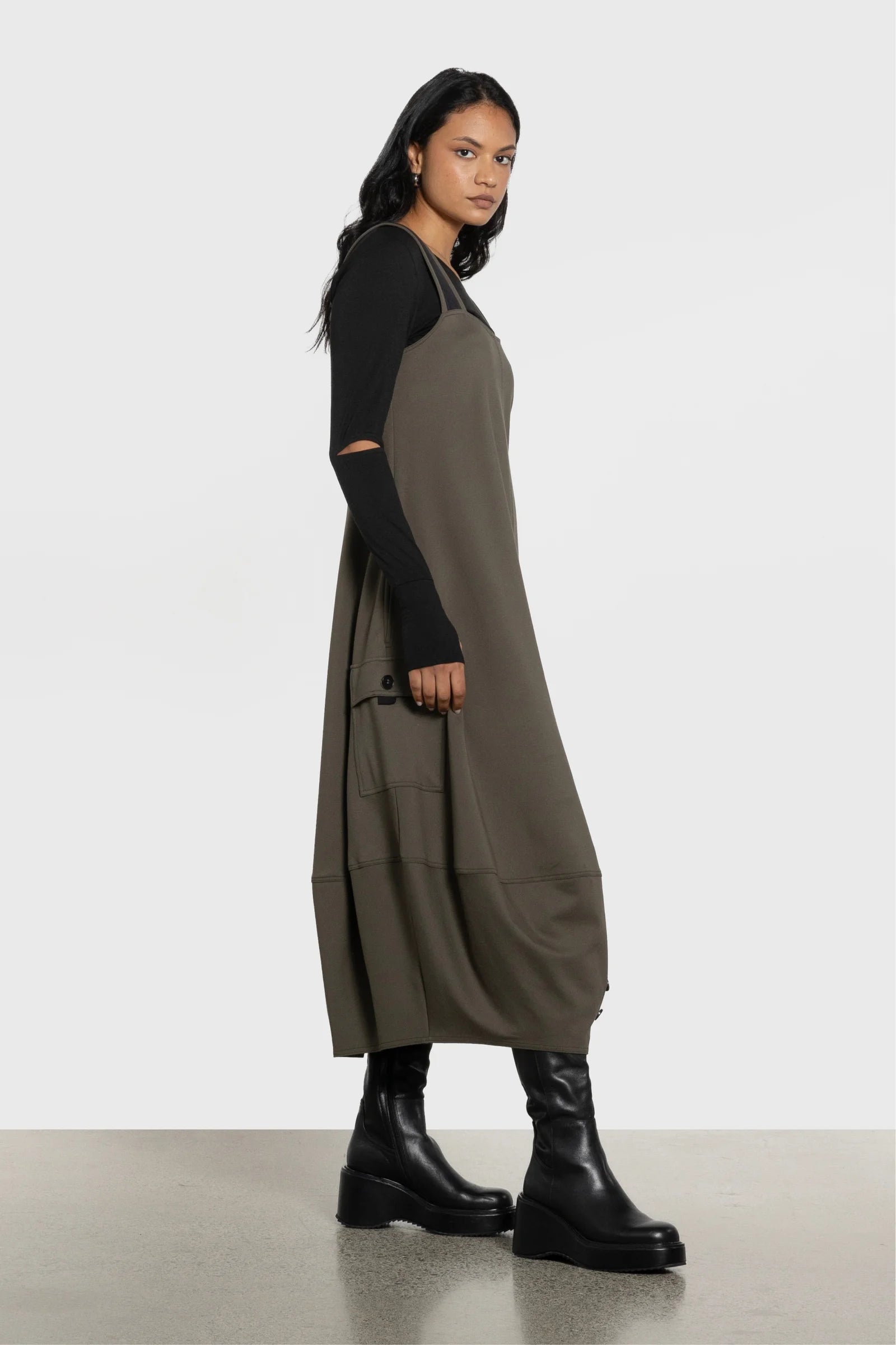 REPERTOIRE HEATH DRESS - KHAKI - THE VOGUE STORE