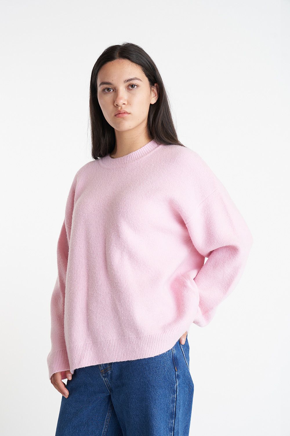 HUFFER SOLAR ELLE KNIT CREW - PALE ROSE - THE VOGUE STORE