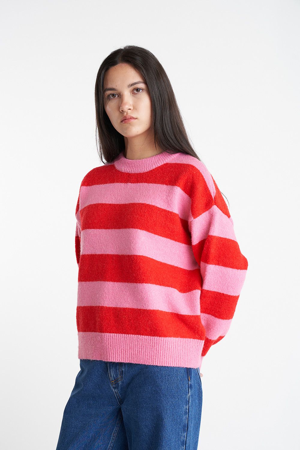 HUFFER KENZIE KNIT CREW - BON BON/CHERRY - THE VOGUE STORE