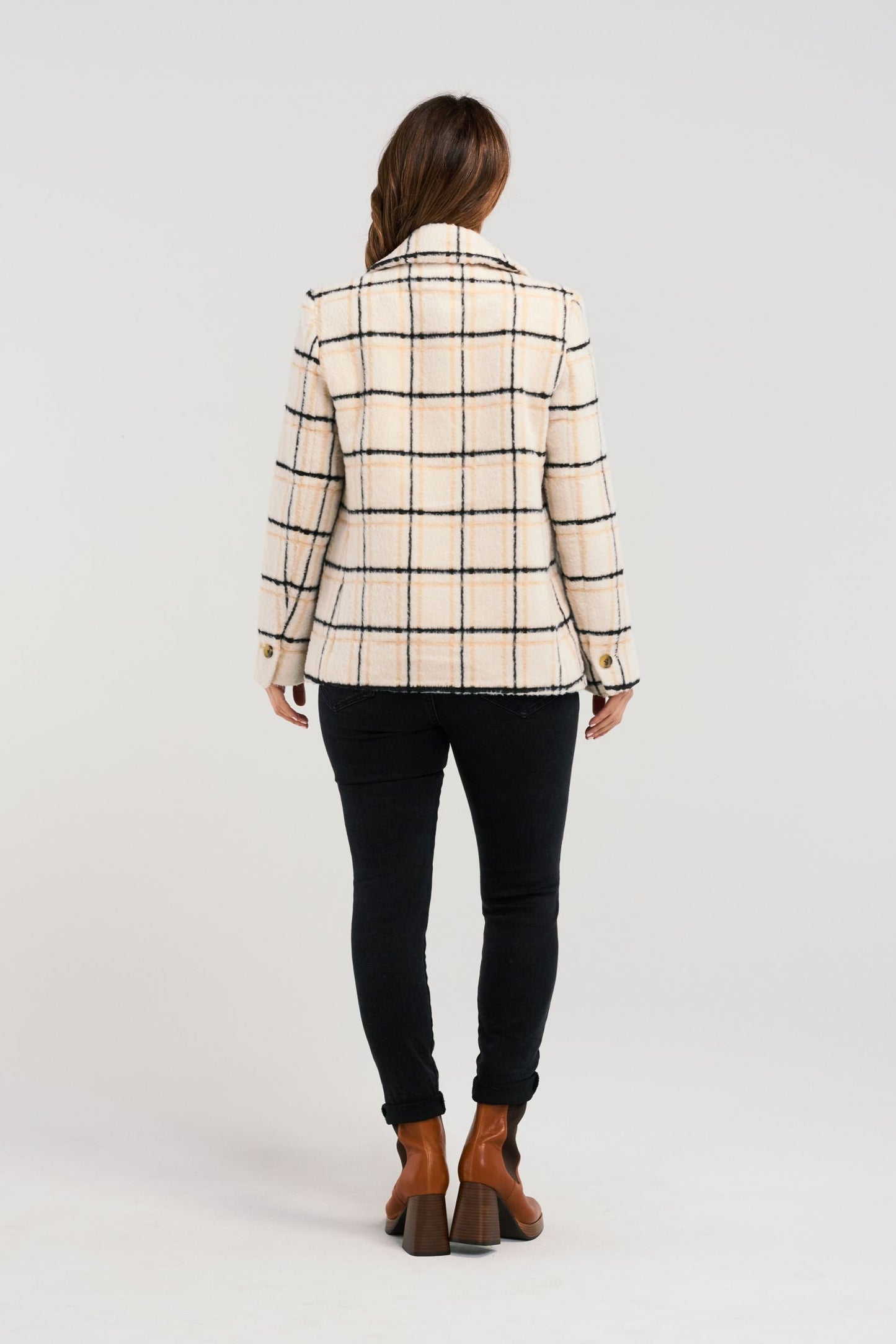 ZAFINA VEDA COAT - BEIGE PLAID - THE VOGUE STORE