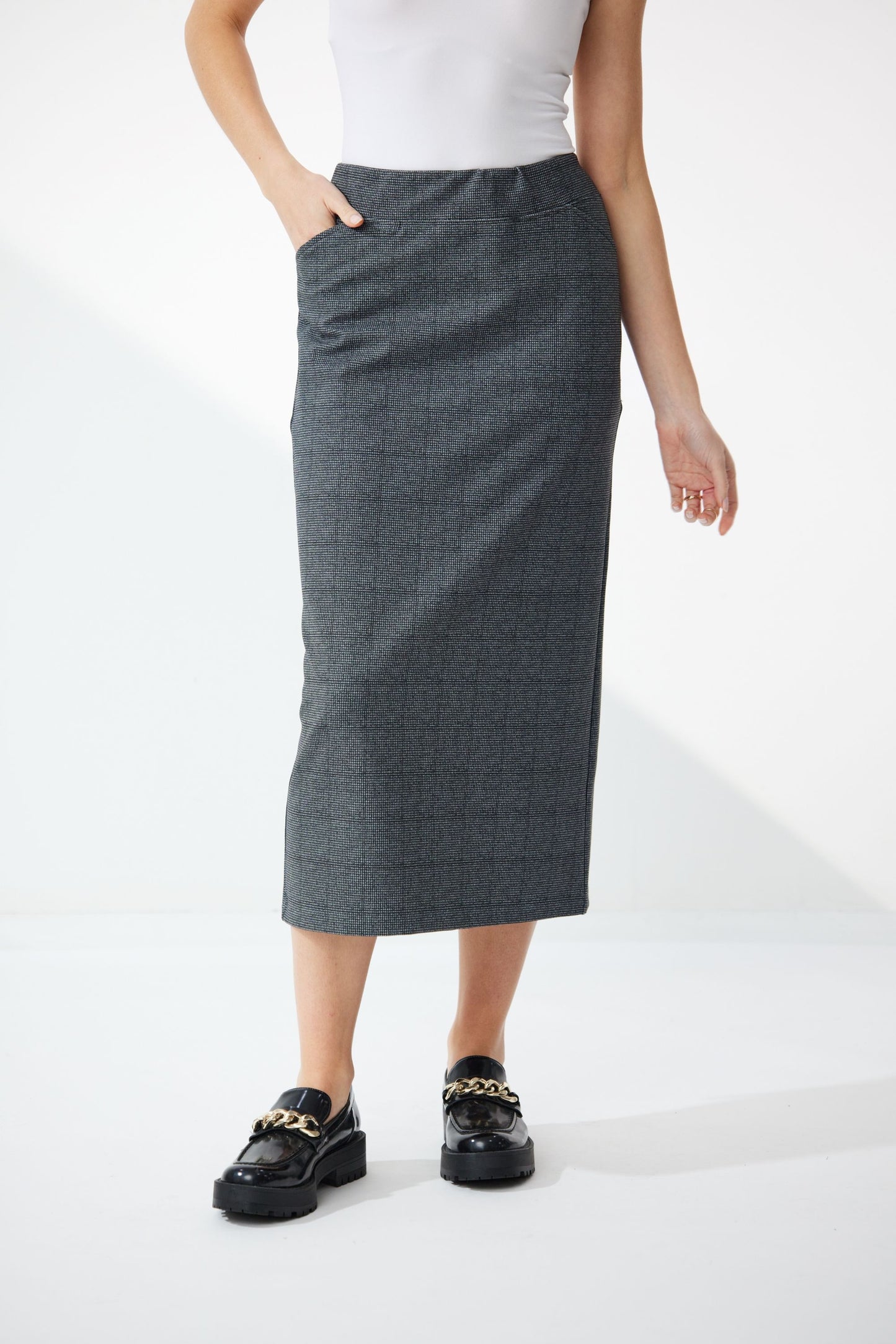 NEWPORT OWEN PONTI SKIRT - HOUNDSTOOTH - THE VOGUE STORE