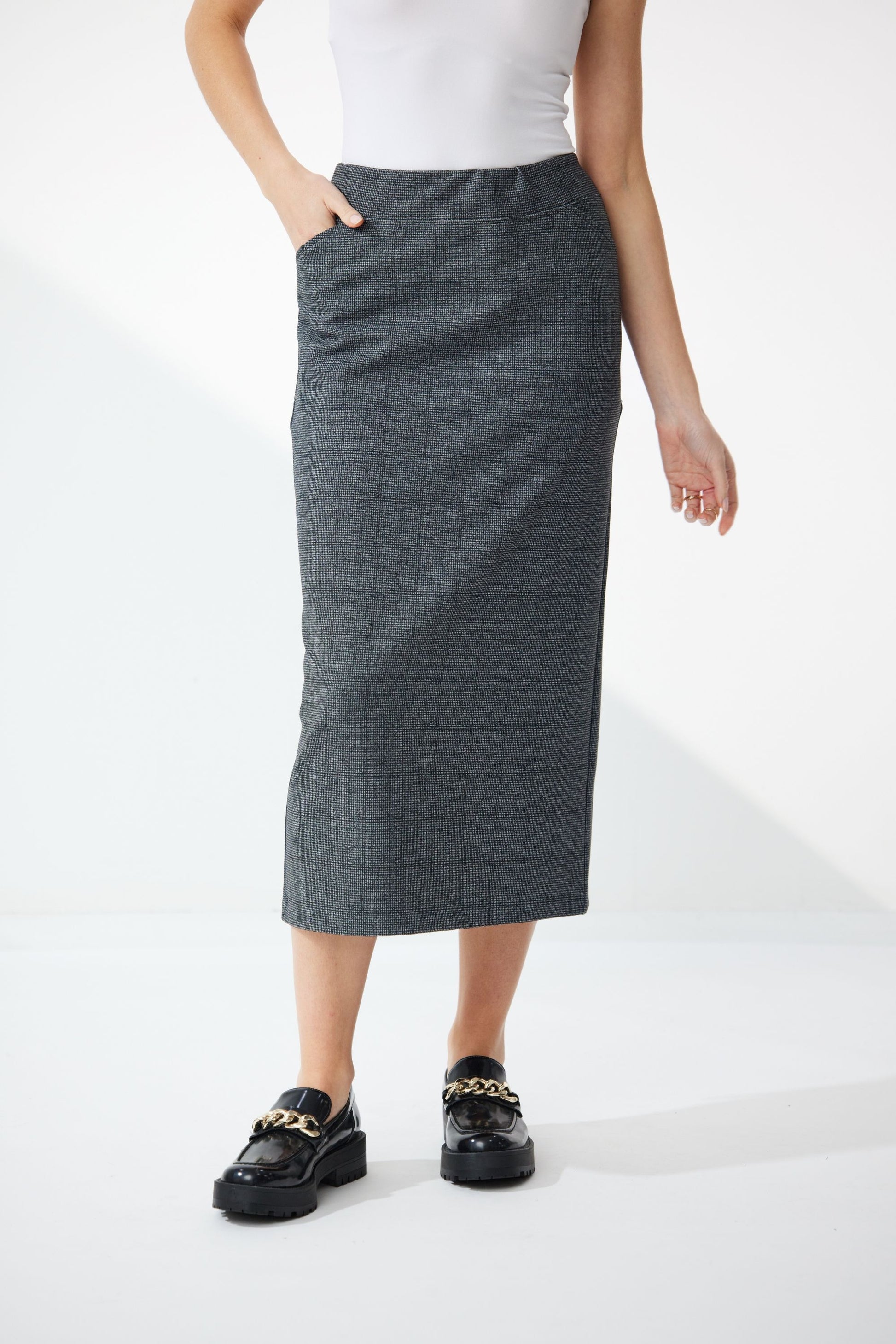 NEWPORT OWEN PONTI SKIRT - HOUNDSTOOTH - THE VOGUE STORE
