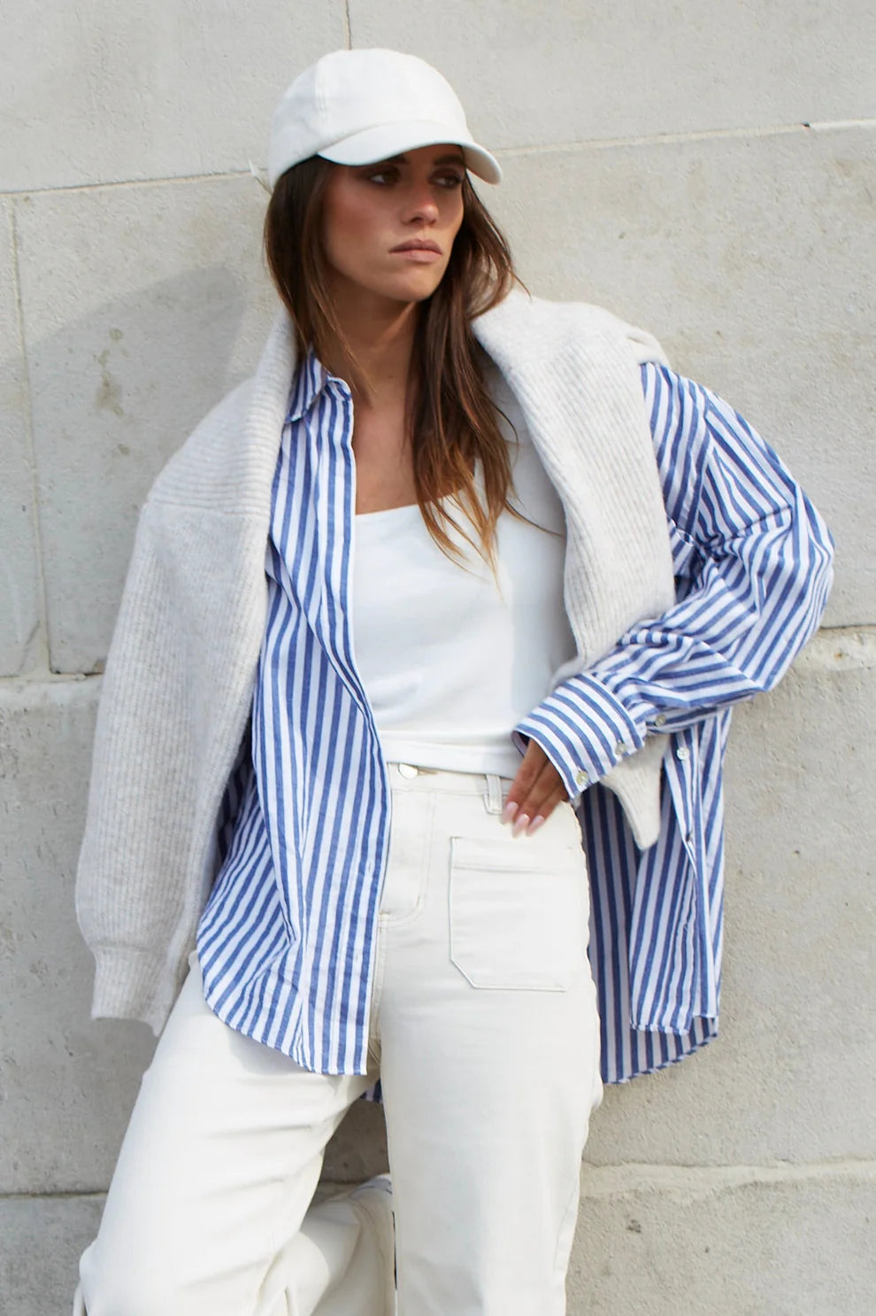 STORIES BE TOLD YOU GOT THIS BLUE STRIPE COTTON OVERSIZED SHIRT - BLUE STRIPE