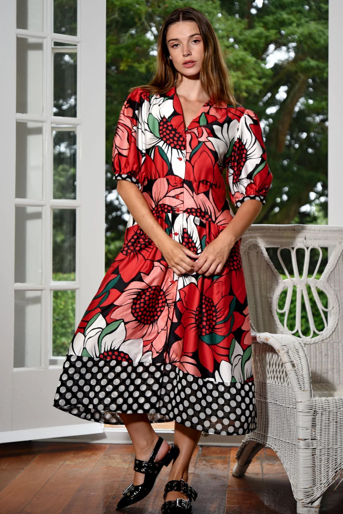 CURATE SHAPE UP DRESS - MIXED SPOT FLORAL - THE VOGUE STORE