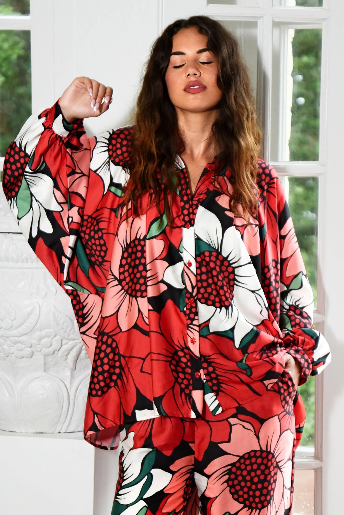 CURATE BILLOW PARTY SHIRT - MIXED FLORAL SPOT - THE VOGUE STORE