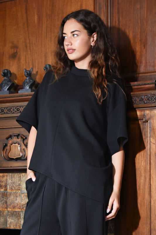 CURATE LOUNGE EFFECT TOP - BLACK - THE VOGUE STORE