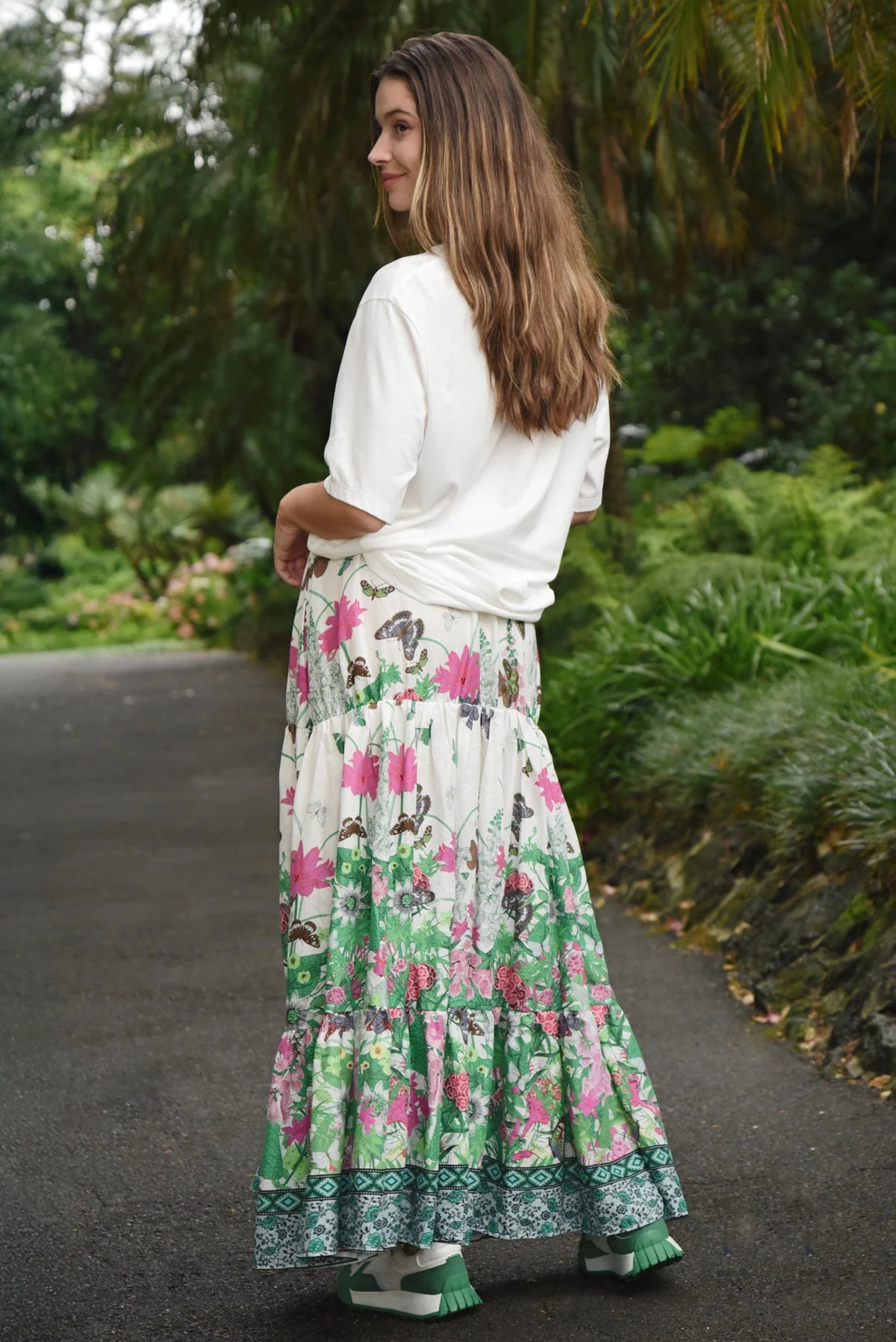 CURATE FREE FEELING SKIRT - FLORAL BORDER - THE VOGUE STORE