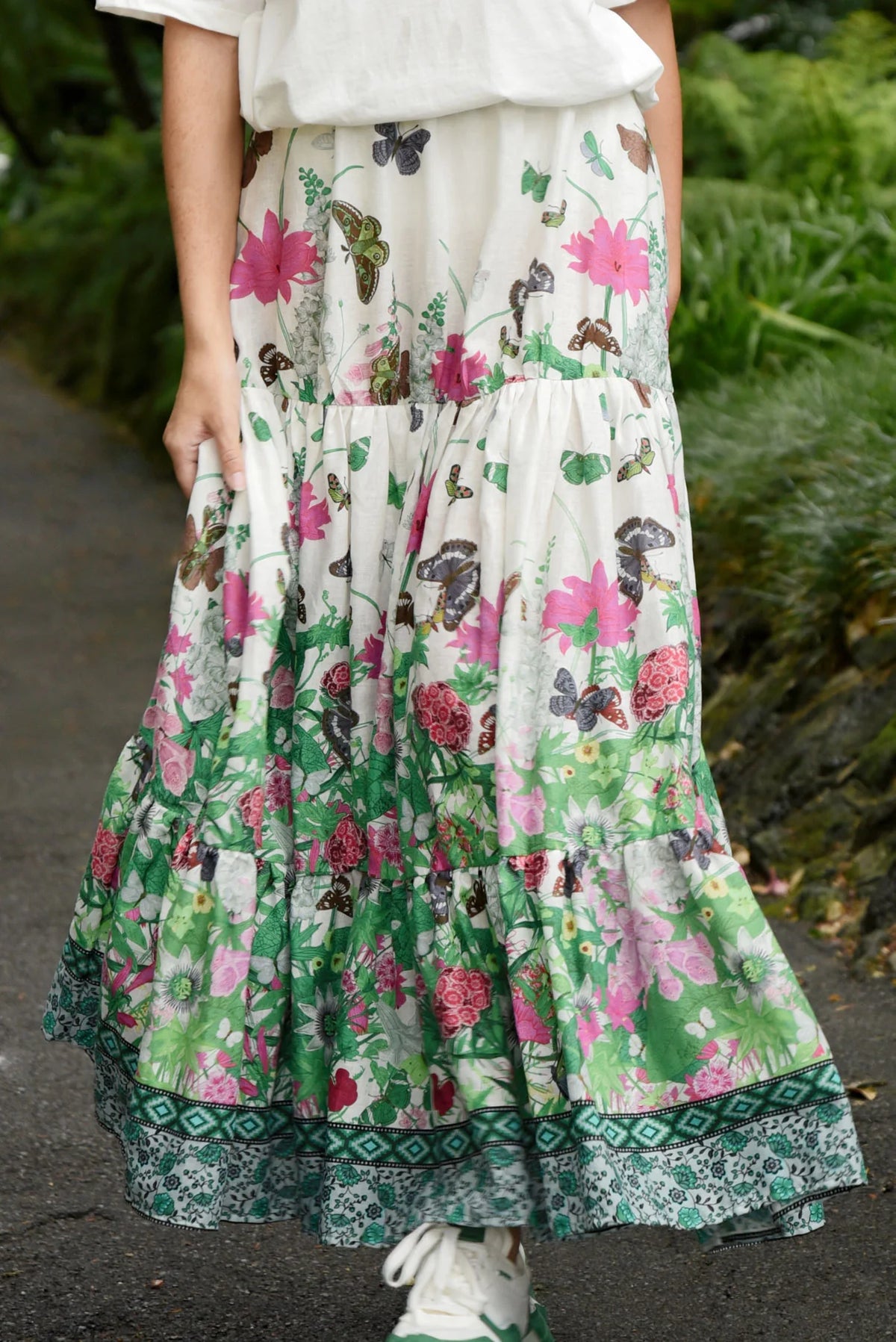 CURATE FREE FEELING SKIRT - FLORAL BORDER - THE VOGUE STORE