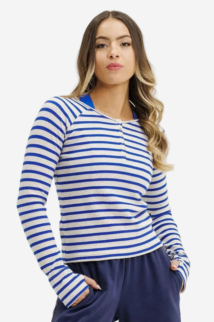 ROSE ROAD BENNE LONG SLEEVE - MARINE STRIPES