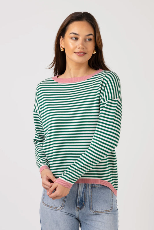 STELLA + GEMMA STREET JUMPER - EMERALD STRIPE - THE VOGUE STORE