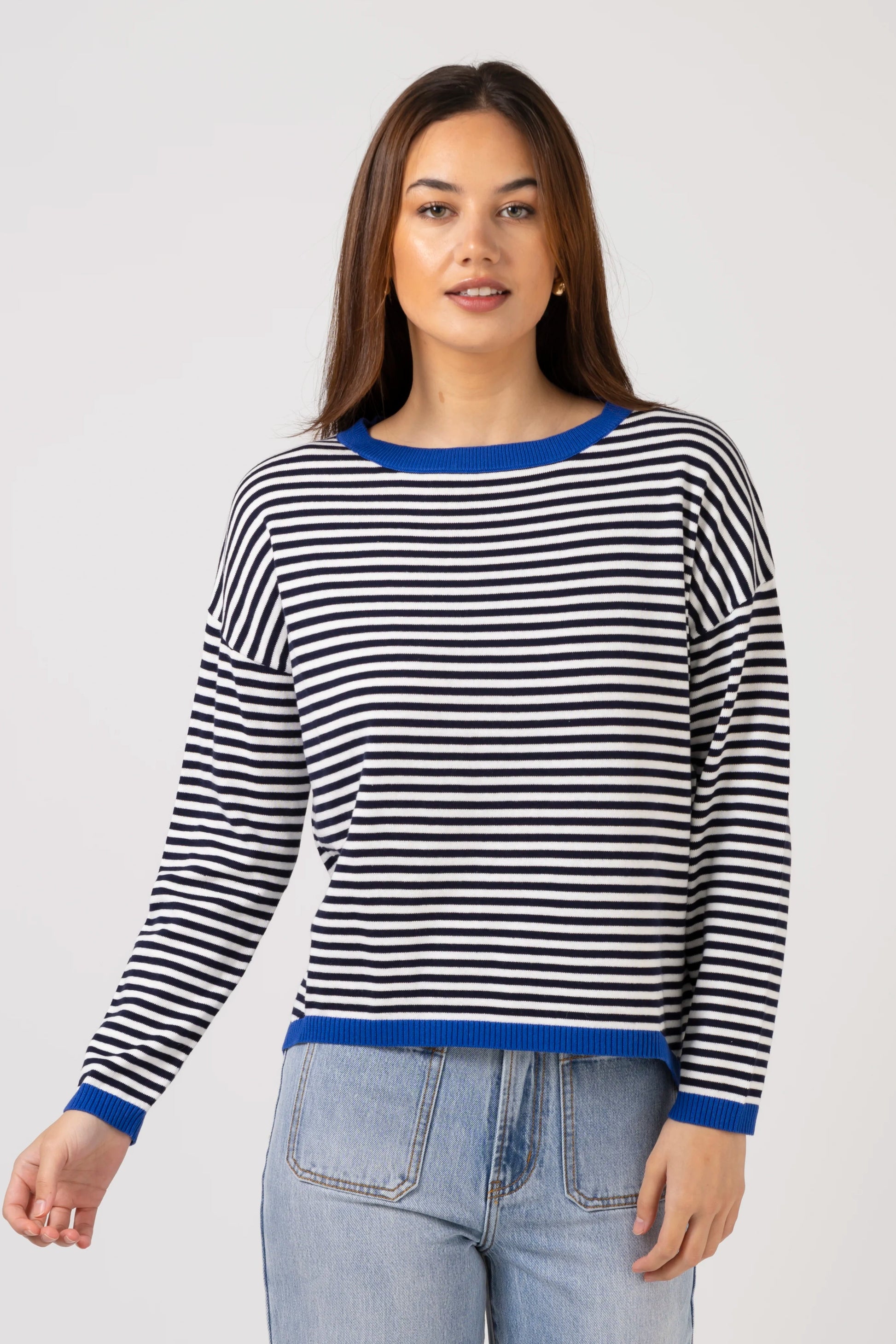STELLA + GEMMA STREET JUMPER - NAVY STRIPE - THE VOGUE STORE