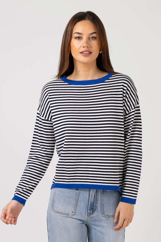 STELLA + GEMMA STREET JUMPER - NAVY STRIPE - THE VOGUE STORE