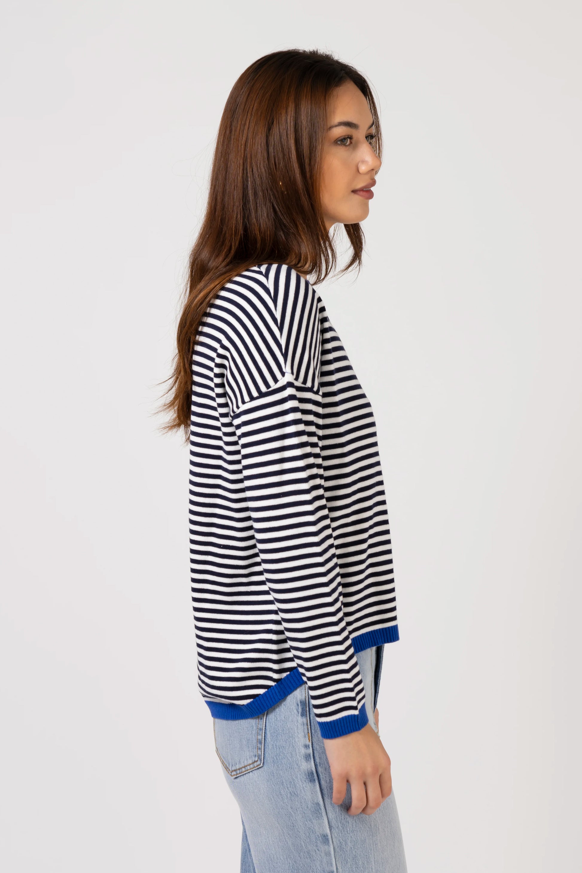 STELLA + GEMMA STREET JUMPER - NAVY STRIPE - THE VOGUE STORE