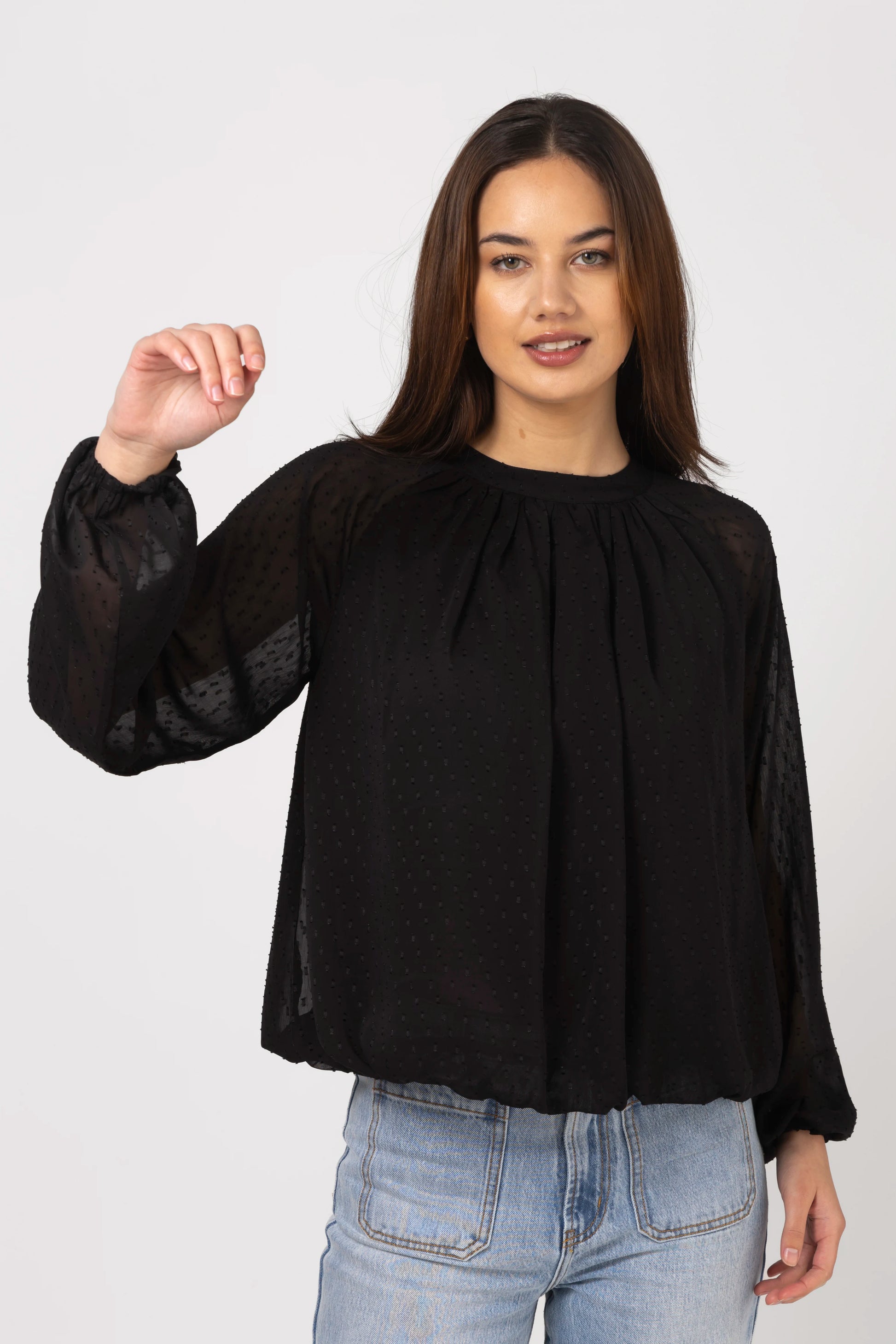 STELLA + GEMMA PIPPA BLOUSE - BLACK - THE VOGUE STORE