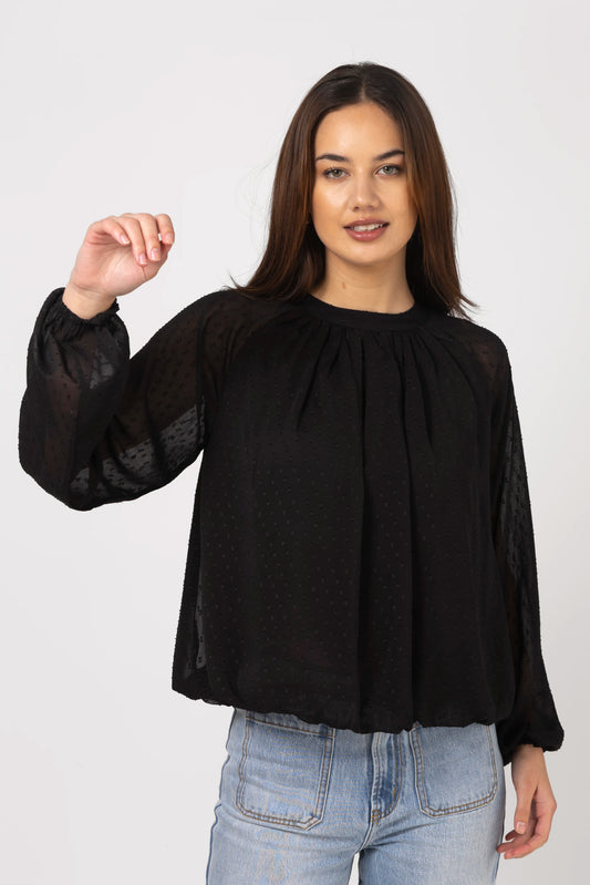 STELLA + GEMMA PIPPA BLOUSE - BLACK - THE VOGUE STORE