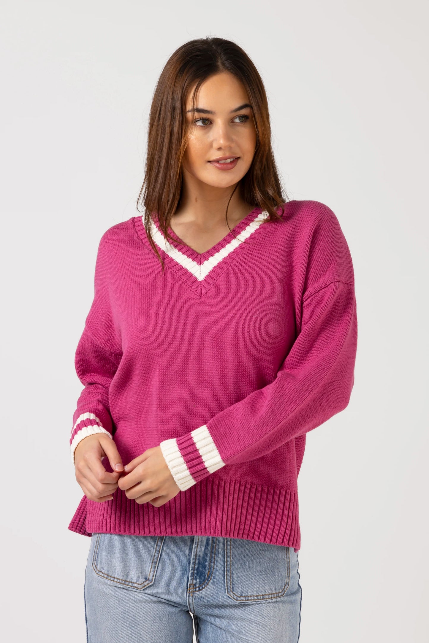 STELLA + GEMMA JIMMY JUMPER - RASPBERRY - THE VOGUE STORE