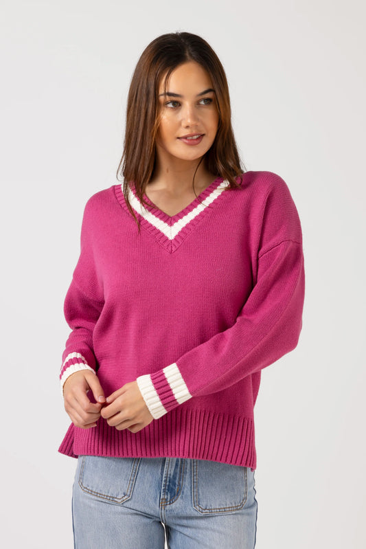 STELLA + GEMMA JIMMY JUMPER - RASPBERRY - THE VOGUE STORE