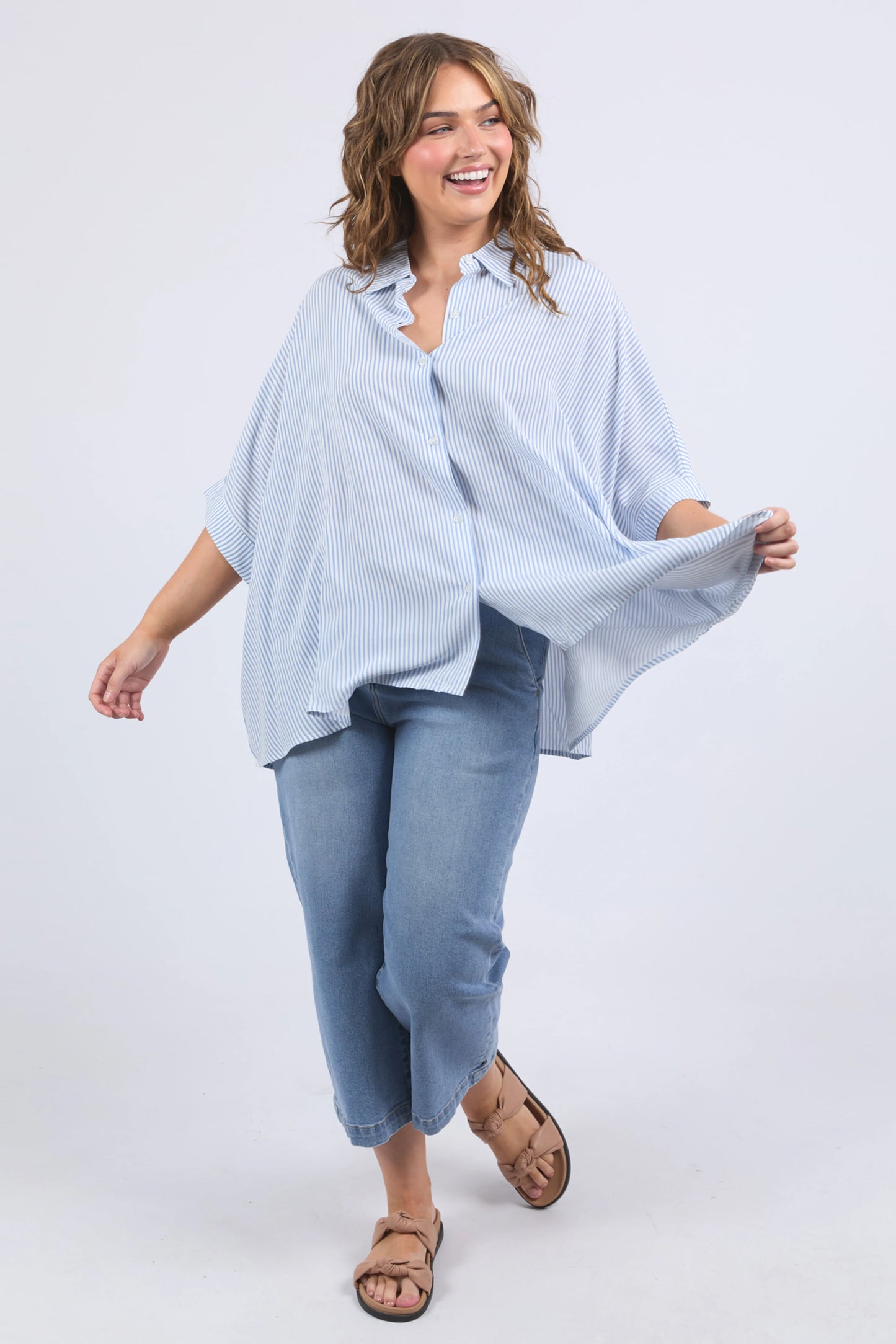 ELM LUNA SHIRT - DUSK BLUE/MARS STRIPE - THE VOGUE STORE