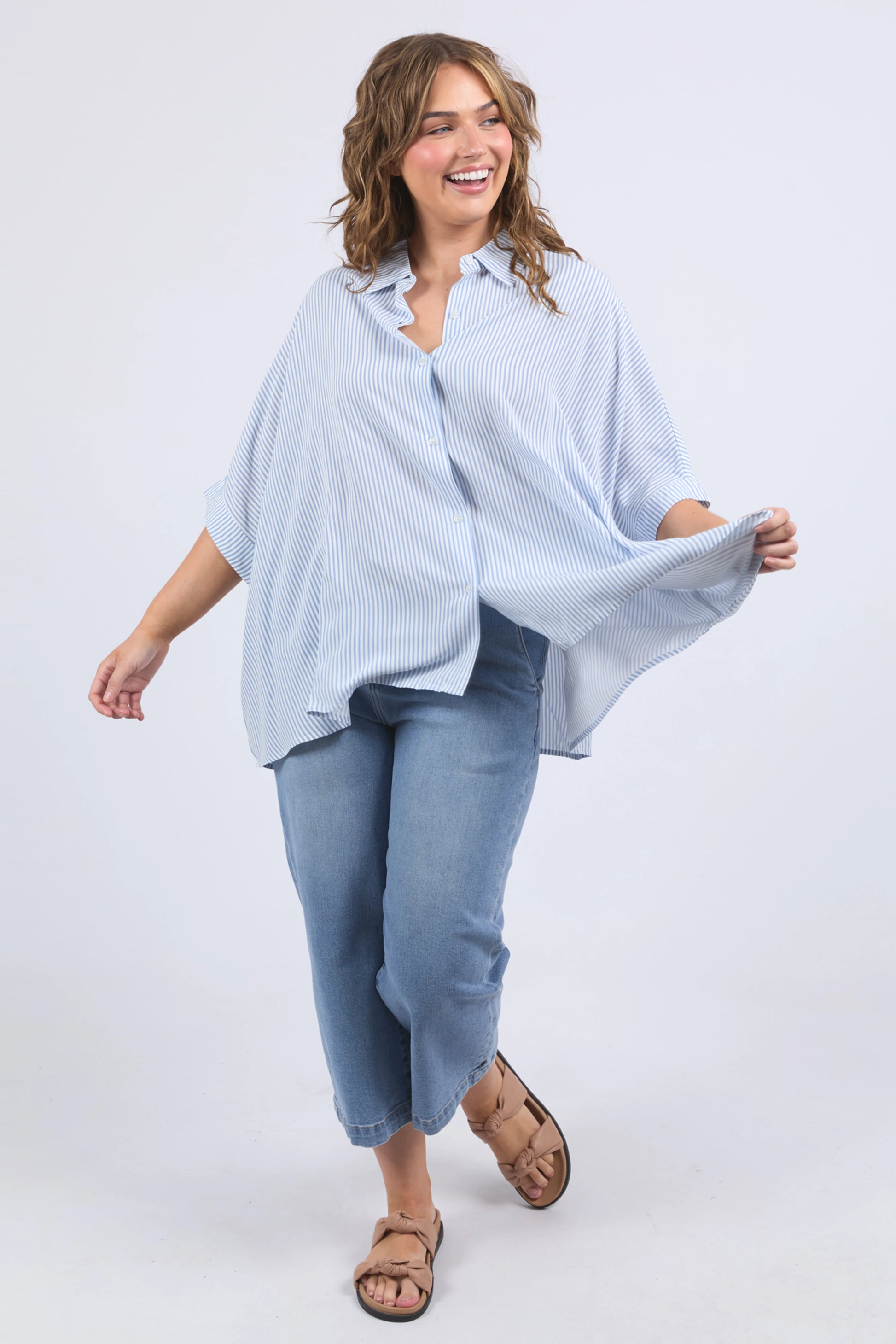 ELM LUNA SHIRT - DUSK BLUE/MARS STRIPE - THE VOGUE STORE