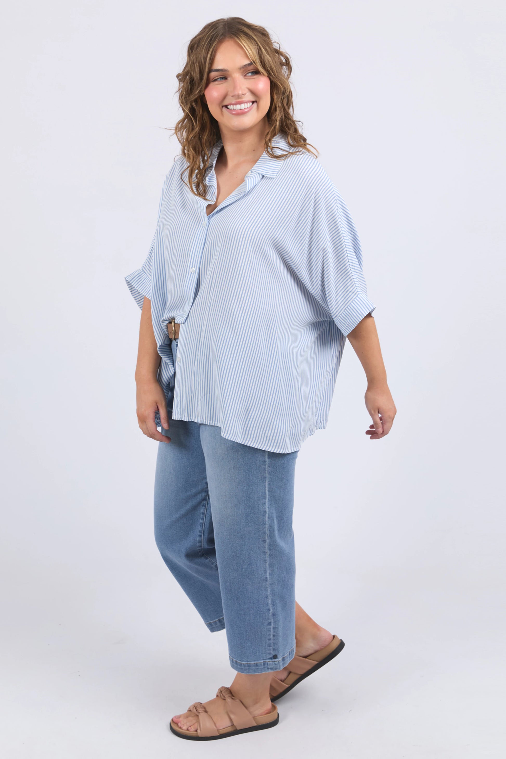 ELM LUNA SHIRT - DUSK BLUE/MARS STRIPE - THE VOGUE STORE