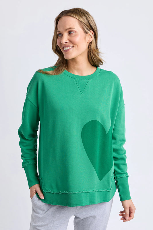 ELM ONE HEART CREW - PINE GREEN - THE VOGUE STORE