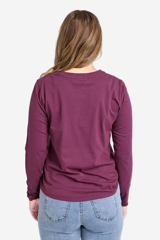 FOXWOOD SIGNATURE LONG SLEEVE TEE - PLUM - THE VOGUE STORE