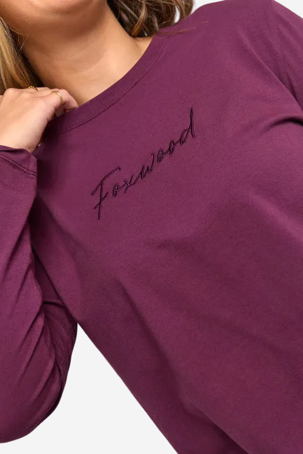 FOXWOOD SIGNATURE LONG SLEEVE TEE - PLUM - THE VOGUE STORE