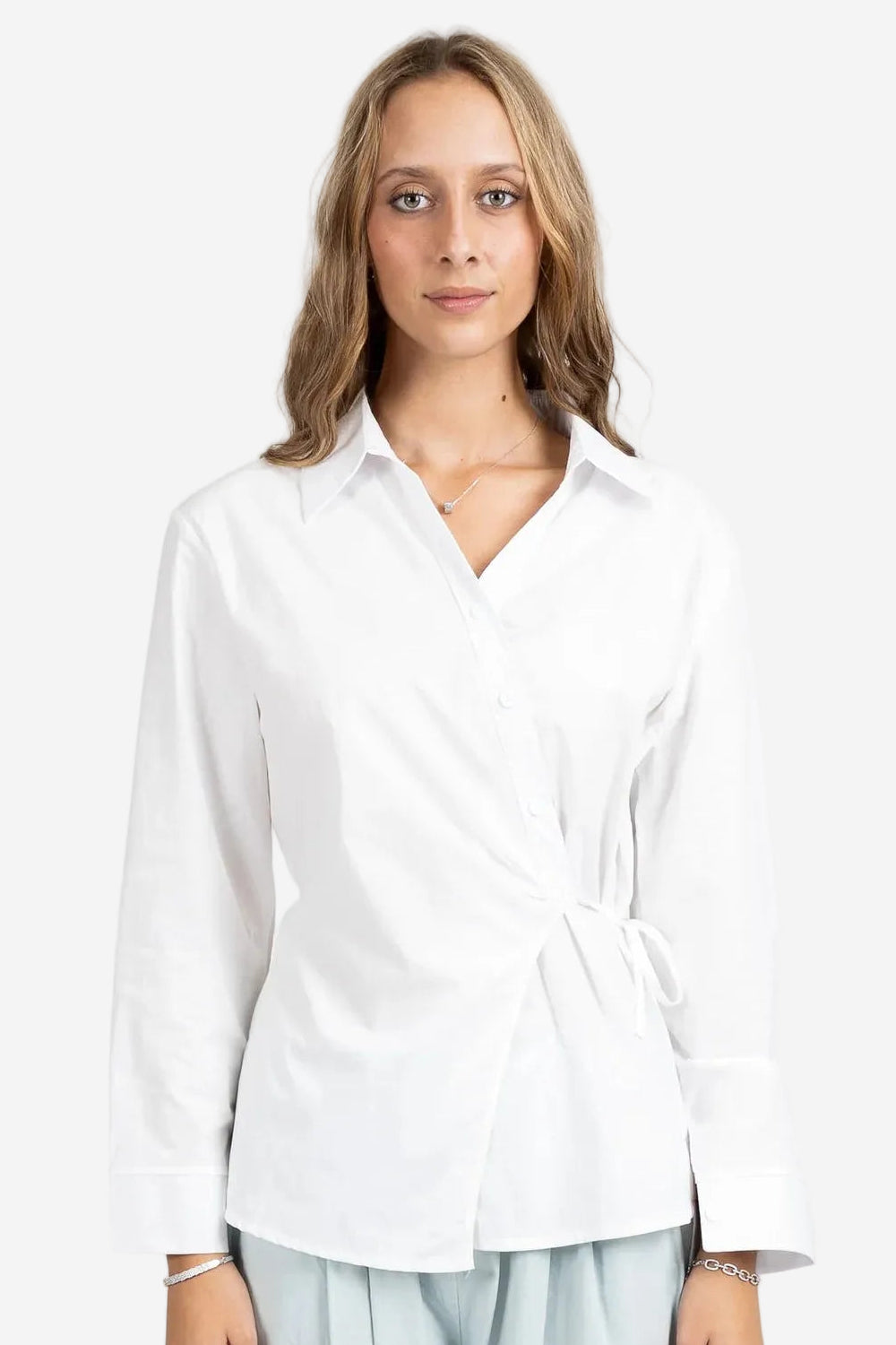 FEDERATION WRAP IT UP SHIRT - WHITE - THE VOGUE STORE